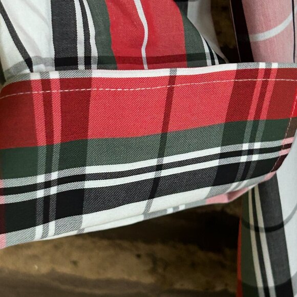 Foxcroft Shaped Fit Red Tartan Plaid Shirt Cuffed Sleeves Size 18 - Picture 4 of 9
